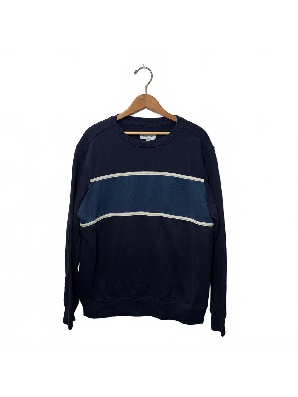 Goodfellow & Co Navy Colorblock Crewneck Sweatshirt Men's L